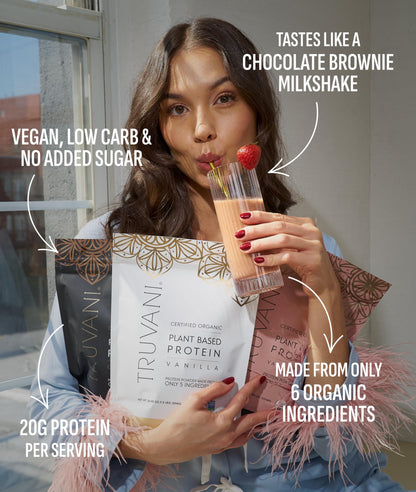 Truvani Organic Plant Based Protein Powder | Vanilla | 18 Servings | Vegan | 20g Pea Protein | Keto | Gluten & Dairy Free | Low Carb | No Added Sugar