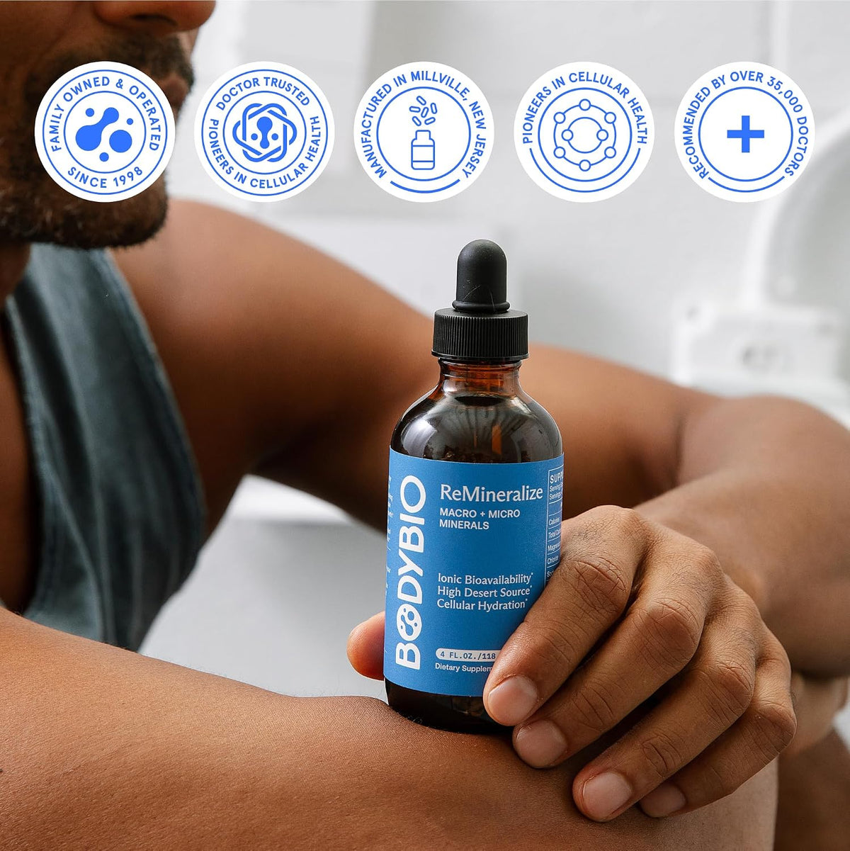 BodyBio ReMineralize - Essential Ionic Trace Minerals for Hydration & Detox | Over 72 Bioavailable Trace Minerals for Rapid Absorption