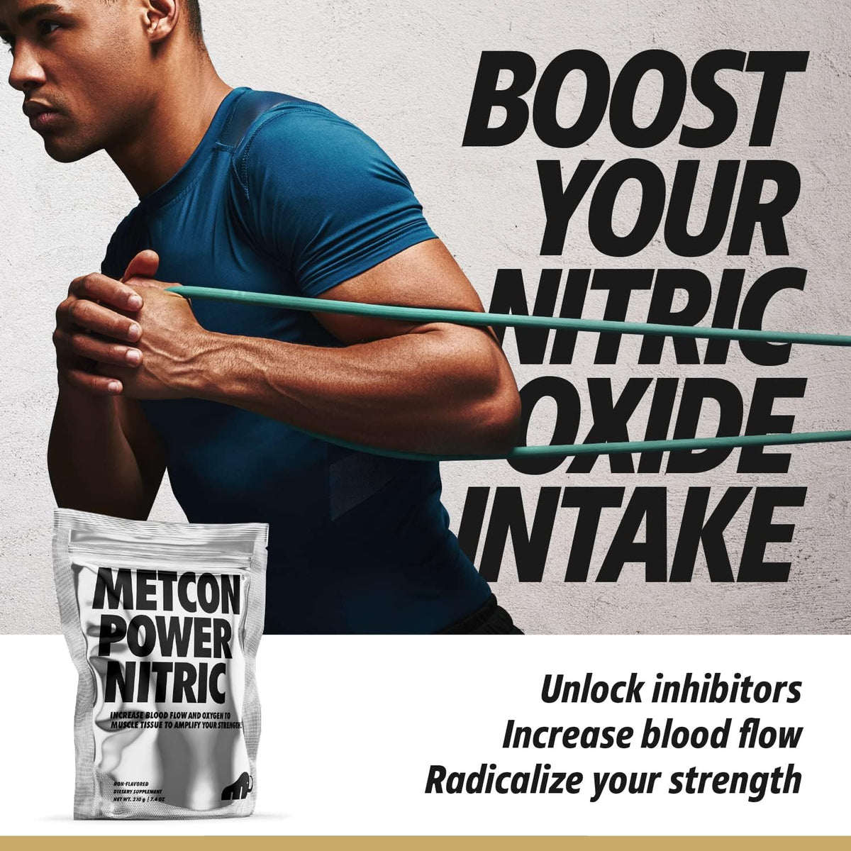 MetCon Power Pre-Pump Nitric Oxide Booster - Pre Workout Nitric Oxide Supplement - Boost Nitric Oxide, Increase Blood Flow, and Amplify Strength - All Natural | Unflavored