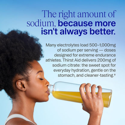 Thirst Aid Low Sodium Electrolytes Powder Packets, 30 Servings, Organic Electrolytes Powder Packets Crafted with a Light Watermelon Flavor, Gluten-Free, Non-GMO and Vegan