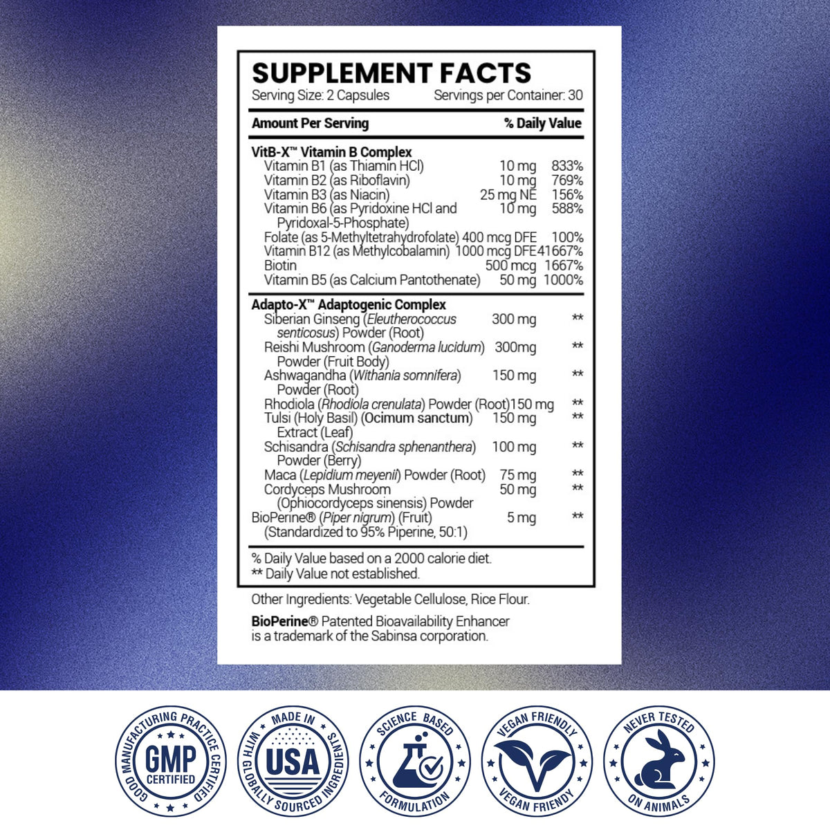Research Verified Energy Booster - Natural Energy Support - 60 Capsules - Caffeine Free - B Vitamins and Adaptogens - 1 Month Supply