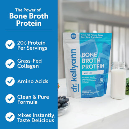 Dr. Kellyann Keto Bone Broth Protein Powder Bundle of (1) Chocolate, (1) Vanilla, & (1) Salted Caramel