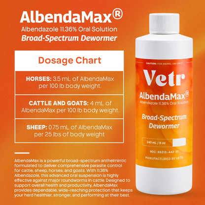 vetr AlbendaMax Oral Suspension, Liquid for Cattle, Sheep & Goats – 240 mL