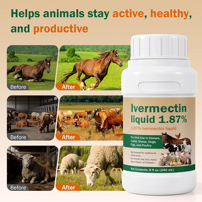 Ivermectin Solution for Sheep, Poultry & More, 240ml Ivermectin | Gut Health, Promotes Immune & Digestive Support