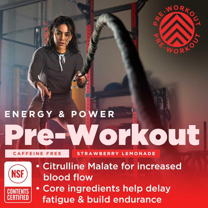 Gnarly Whey Grass-Fed Protein Supplement, Chocolate (32.0oz) and Gnarly Preworkout Strawberry Lemonade Caffeine Free (14.82oz)