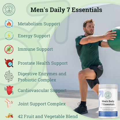 Men's Daily 7 Essentials & Adaptogen Complex Bundle - Complete Multivitamin Pack and Stress Adaptation Support for Men's Optimal Health