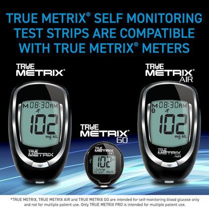 TRUE METRIX Self Monitoring Blood Glucose Test Strips (HNO), 50 Count | Blood Glucose Test Strips Compatible with TRUE METRIX Family of Self Monitoring Blood Glucose Meters, Health Network Only