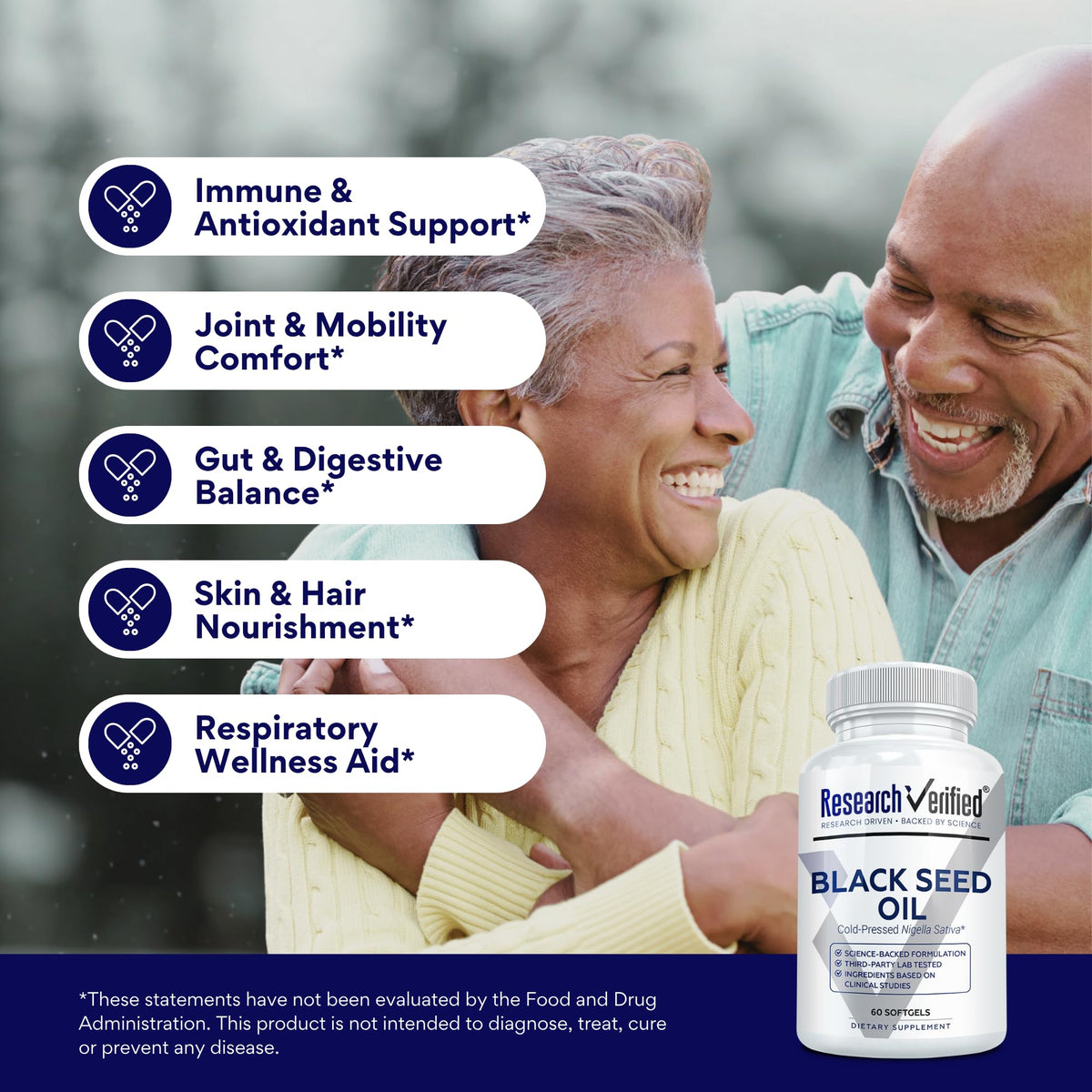 Research Verified Black Seed Oil - 60 Softgels - Boost Immunity, Support Digestion, Improve Respiratory Function - Cold-Pressed - 2% Thymoquinone (TQ)
