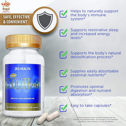 Zeolite–AV Capsules | Potent Immune System Booster with Humic Acid | Restore Trace Minerals, Replenish Electrolytes, & Detox Support| Promotes Energy, Restful Sleep & Mental Clarity (90 Count)