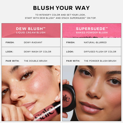 Saie Cheek Flush Duo - Dew Liquid Blush (.40 oz, Dreamy), SuperSuede Baked Powder Blush (.01 oz, Grazie) - Layerable, Skin-Nourishing Blushes for a Seamless Radiant Finish SaieBuy Supplements Australia