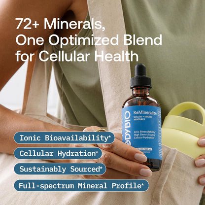 BodyBio ReMineralize - Essential Ionic Trace Minerals for Hydration & Detox | Over 72 Bioavailable Trace Minerals for Rapid Absorption
