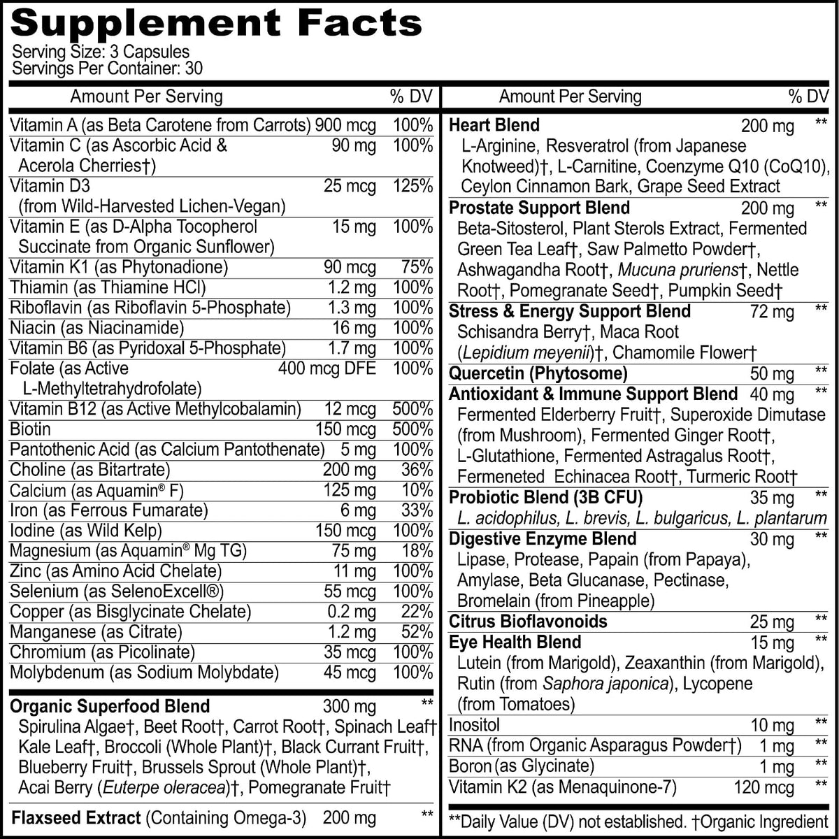 Methylated Mens Multivitamins - Daily Mens Vitamins with 44 Organic Whole Food - Multivitamin for Men with Iron & Fermented Nutrients - Vegan Daily Vitamin for Men with B-Complex, Probiotics, Omegas