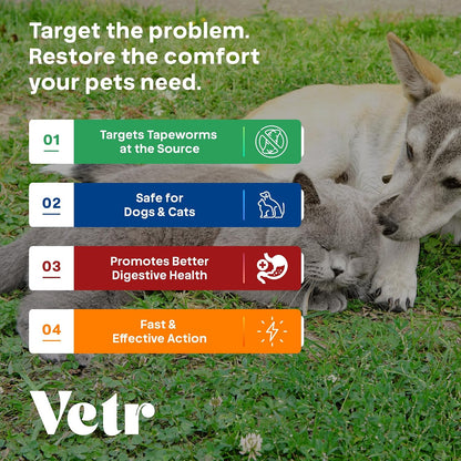 Liquid Intestinal Support for Dogs and Cats with Vetr PraziMax - Targets Tapeworms - 60mL Bottle with Dropper - Roasted Chicken Flavor