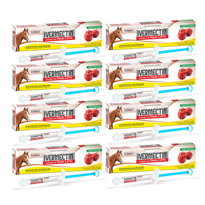 Horse Ivermectin Paste 1.87% – Apple Flavored Oral Horse Dewormer Syringe – 6.08g Tube Treats Horses Up to 1250 LB [Pack-5]