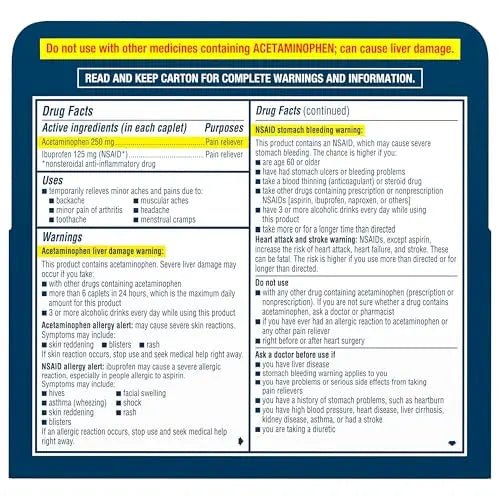 Advil Dual Action Back Pain Caplets Delivers 125mg Ibuprofen and 250mg Acetaminophen Per Dose for 8 Hours of Back Pain Relief - 144 Count - PrimeBioHealth - canada supplements