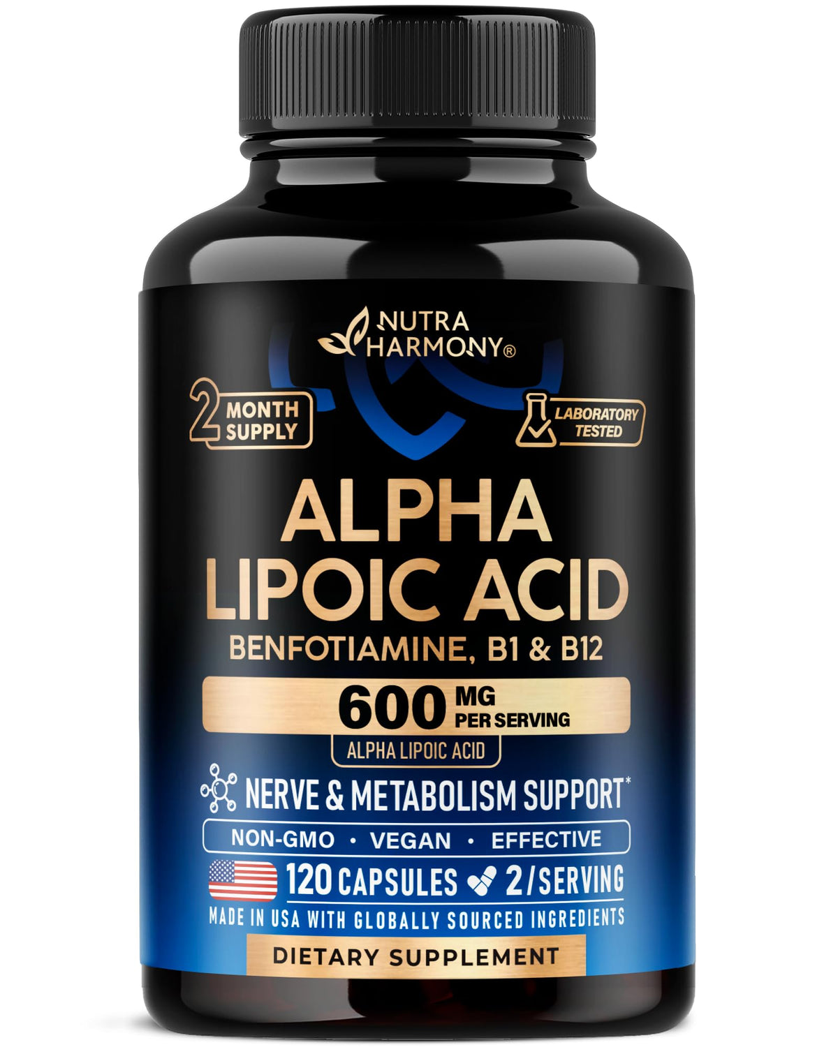 Alpha Lipoic Acid 600mg - ALA Supplement Antioxidant for Nerve, Energy & Metabolism Support - Extra Strength with Benfotiamine, B1 & B12 - Lab Tested, NON-GMO & Vegan - PrimeBioHealth - canada supplements