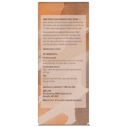 Ambi Even & Clear Advanced Fade Cream, Hydroquinone-free, Hyperpigmentation Treatment, Stubborn Dark Spot Corrector, Results In As Little As 2-3 Weeks - PrimeBioHealth - canada supplements