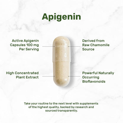 Apigenin, 100mg Per Serving, 240 Capsules – Raw Plant Extract from Chamomile Flower – Active Bioflavonoids & Antioxidants – Sleep & Relaxation Supplement – Non-GMO - PrimeBioHealth - canada supplements