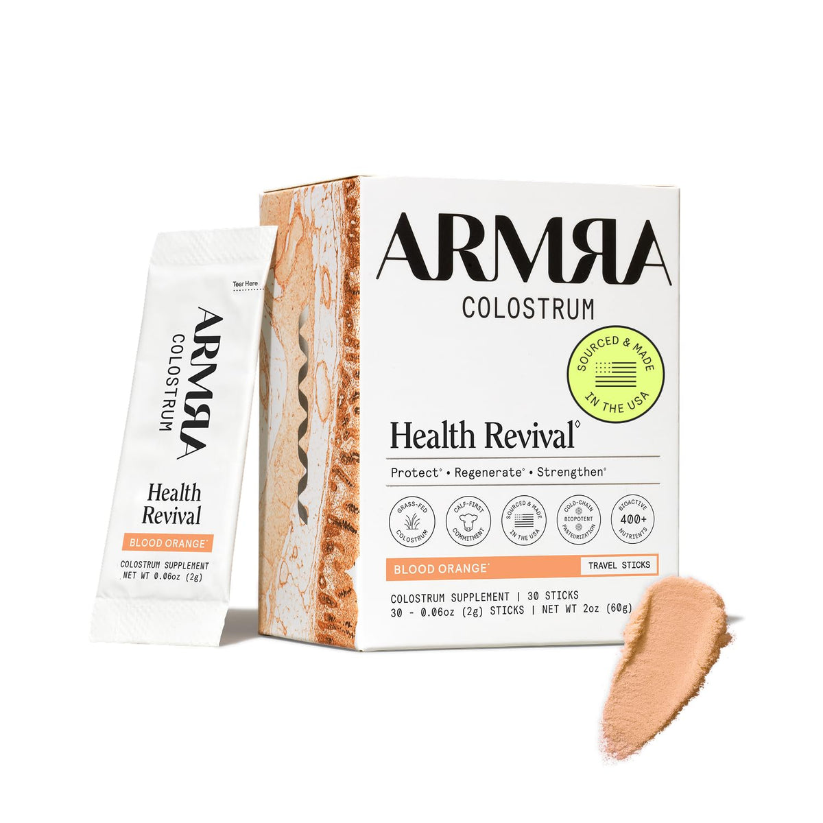 ARMRA Colostrum™ Powder | Blood Orange | Gut Health & Bloating | Skin & Hair | Immunity | Keto, Gluten & Fat-Free | 30 Servings - PrimeBioHealth - canada supplements