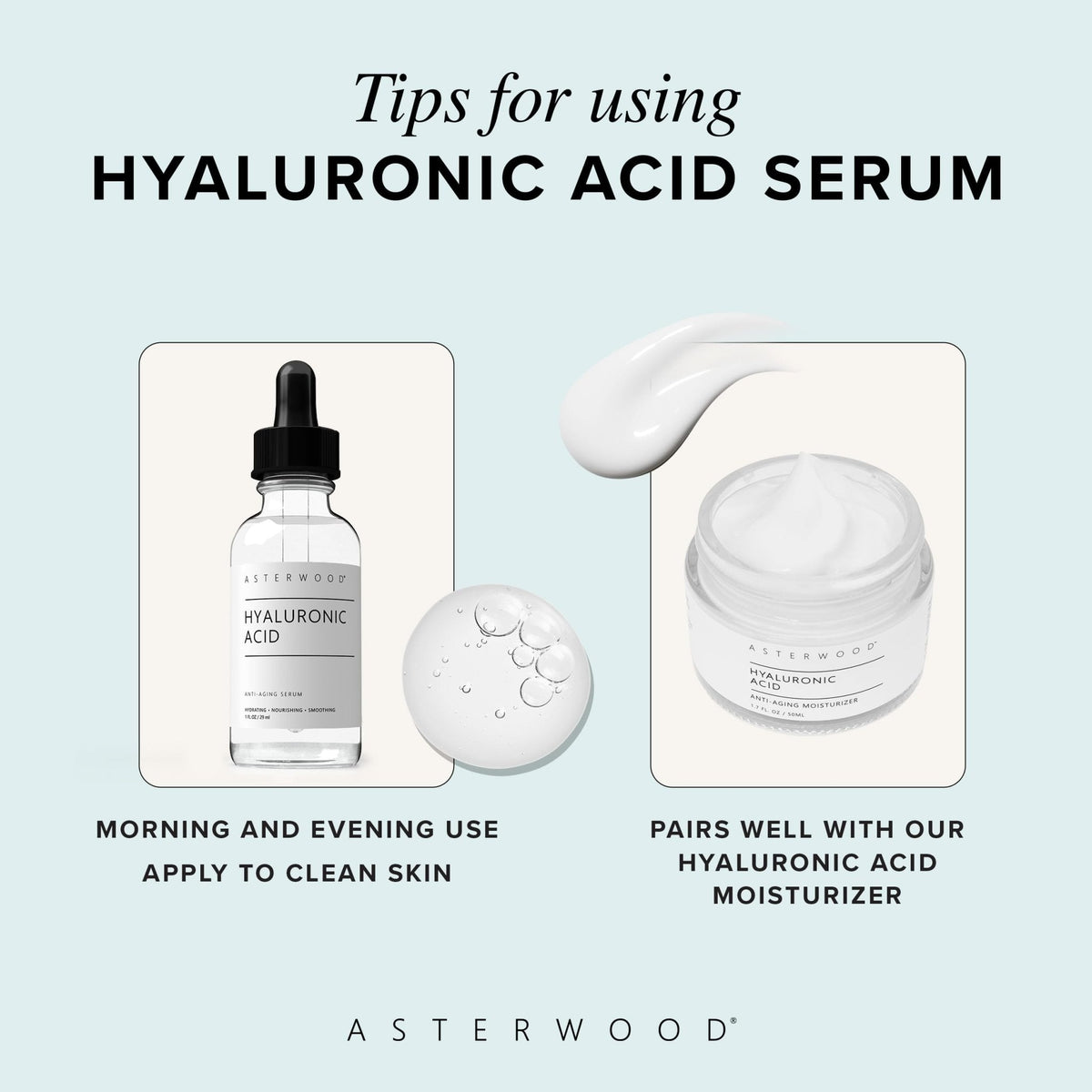 Asterwood Hyaluronic Acid Serum for Face - Plumping, Anti-Aging, Hydrating - Fragrance-Free - 1 Fl Oz - PrimeBioHealth - canada supplements