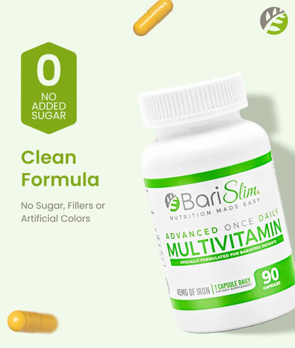 BariSlim Advanced Once Daily Bariatric Multivitamin Capsule - 45 mg of Iron - Bariatric Vitamin for Post Bariatric Surgery Including - PrimeBioHealth - canada supplements