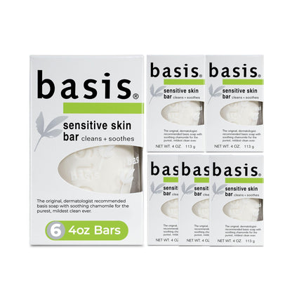 Basis Sensitive Skin Bar Soap for Body, Hands and Face, Unscented Soap Bar for Sensitive Skin with Chamomile and Aloe Vera - PrimeBioHealth - canada supplements