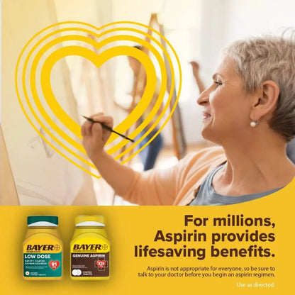 Bayer Aspirin Safety Coated 325 mg Caplets 100 Caplets, Pack of 2 - PrimeBioHealth - canada supplements