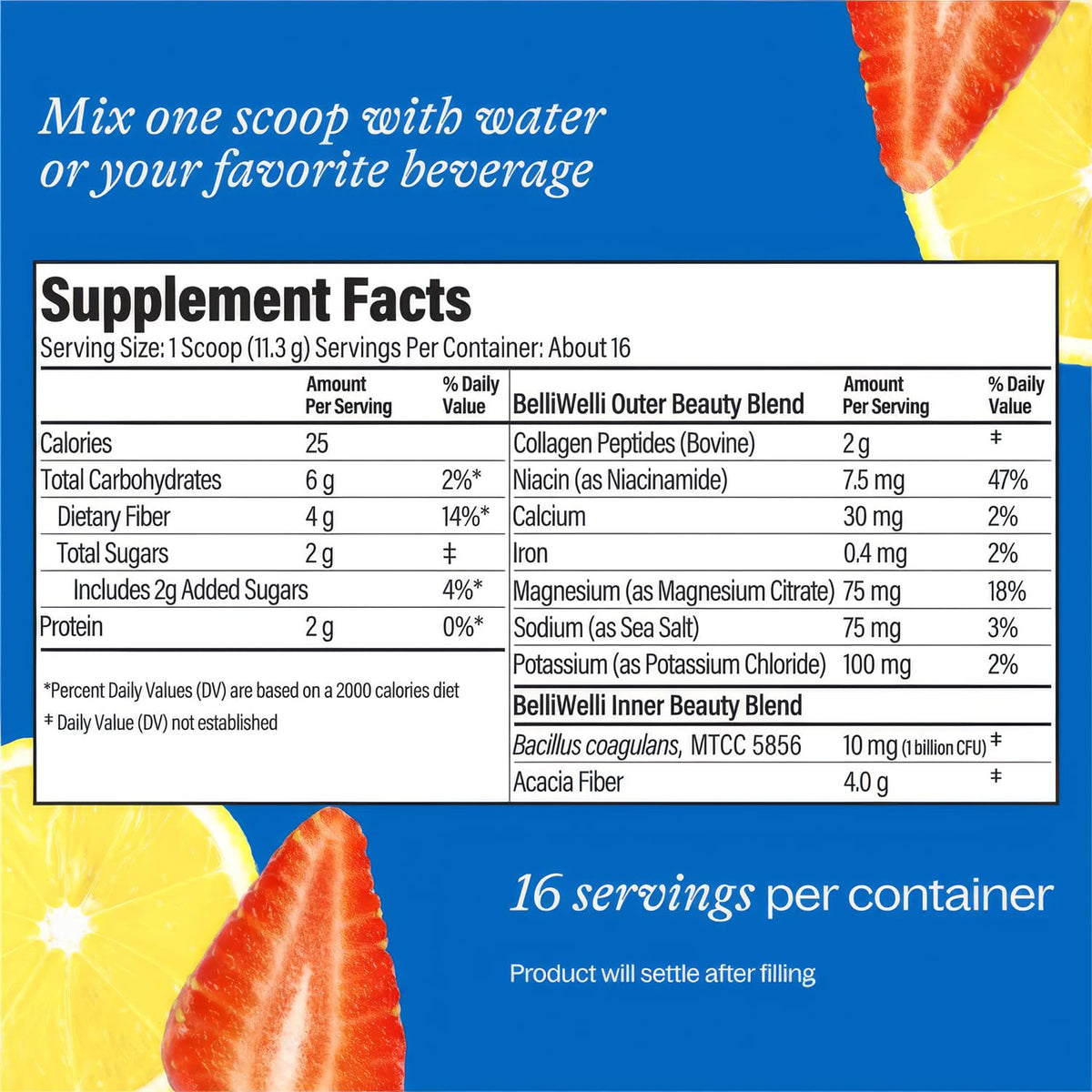 BelliWelli Fiber Supplement for Women & Men Premium Daily Fiber Powder from Organic Acacia with Added Collagen Electrolytes & Probiotics No Bloat Constipation - PrimeBioHealth - canada supplements