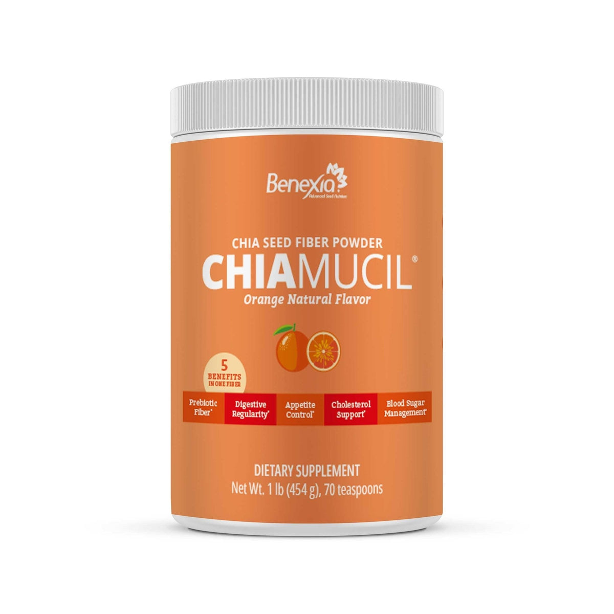 BENEXIA Chiamucil Prebiotic Fiber Supplement Powder – Chia Fiber & Chicory Root (Inulin) for Digestive Health & Appetite Control – Gluten & Sugar Free - PrimeBioHealth - canada supplements