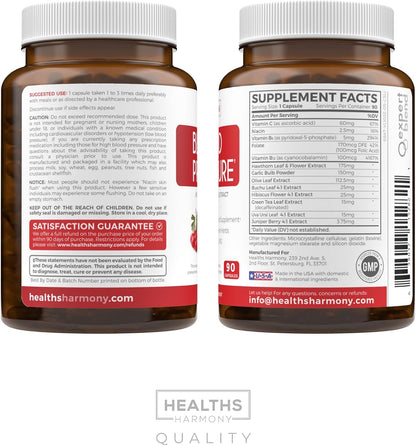 Blood Pressure Support Supplement (NON-GMO) Premium Natural Herbs, Vitamins & Berries - High Dosage of Hawthorn Berry Extract – Supports Blood Pressure Levels Already In The Normal Range – 90 Capsules - PrimeBioHealth - canada supplements