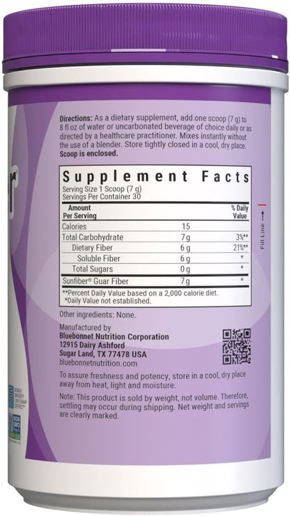BlueBonnet Nutrition Sunfiber – 6 g of Plant Based Prebiotic Soluble Fiber – Supports Digestive Health* - Instant Dissolve – Non-GMO, Vegan, Kosher, Low-FODMAP – Unflavored, 7.4 OZ, 30 Servings - PrimeBioHealth - canada supplements