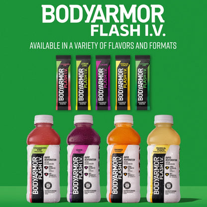 BODYARMOR Flash IV Electrolyte Packets, Strawberry Kiwi - Zero Sugar Drink Mix, Single Serve Packs, Coconut Water Powder (15 Count) - PrimeBioHealth - canada supplements