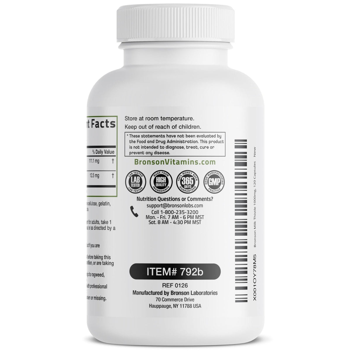 Bronson Milk Thistle Silymarin Marianum & Dandelion Extract Liver Health Support, Antioxidant Support, Detox, 120 Capsules - PrimeBioHealth - canada supplements