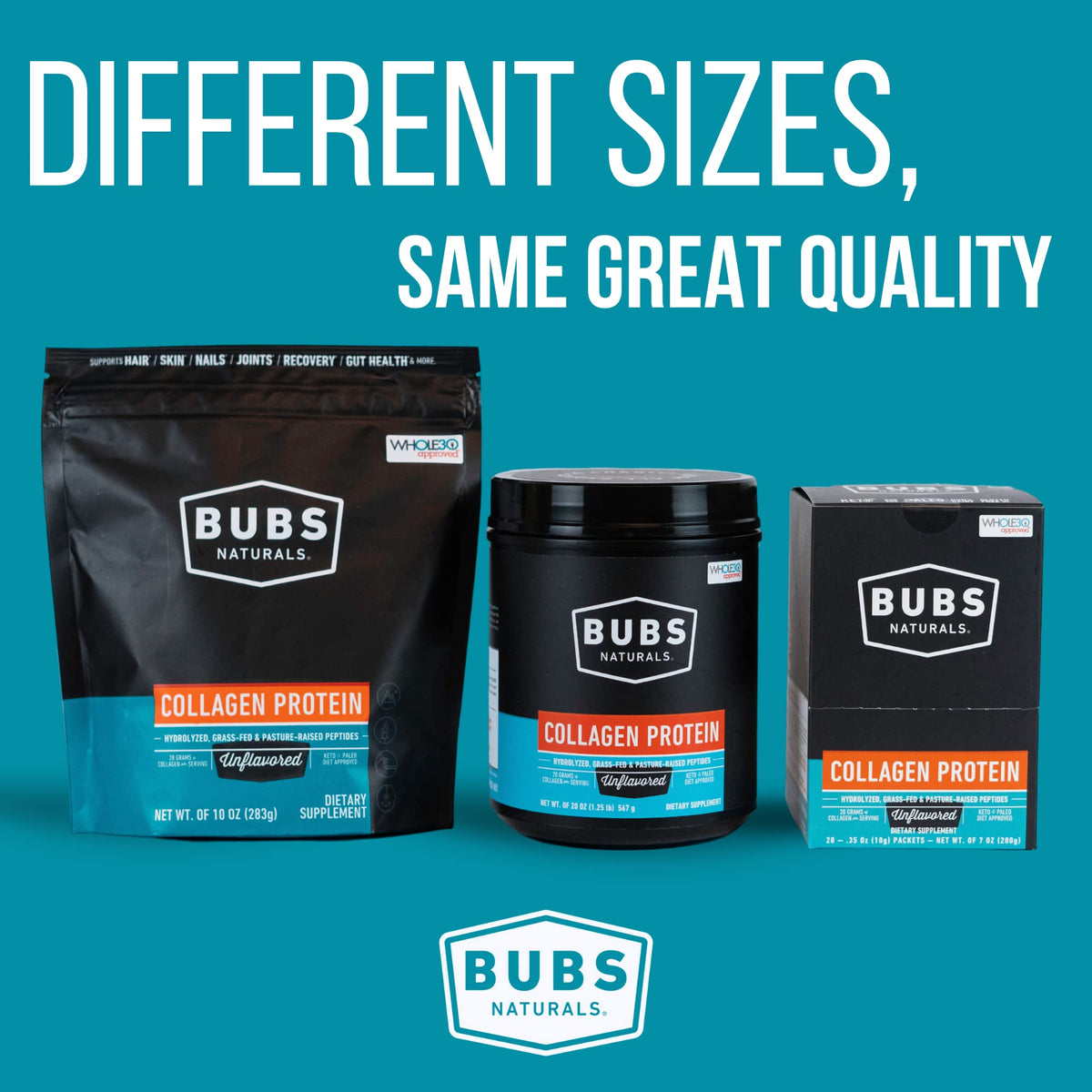BUBS Naturals Collagen Peptides Powder, Collagen for Women & Men, Hydrolyzed Peptides, Unflavored Pasture Raised Grass Fed, Paleo Keto Friendly - PrimeBioHealth - canada supplements