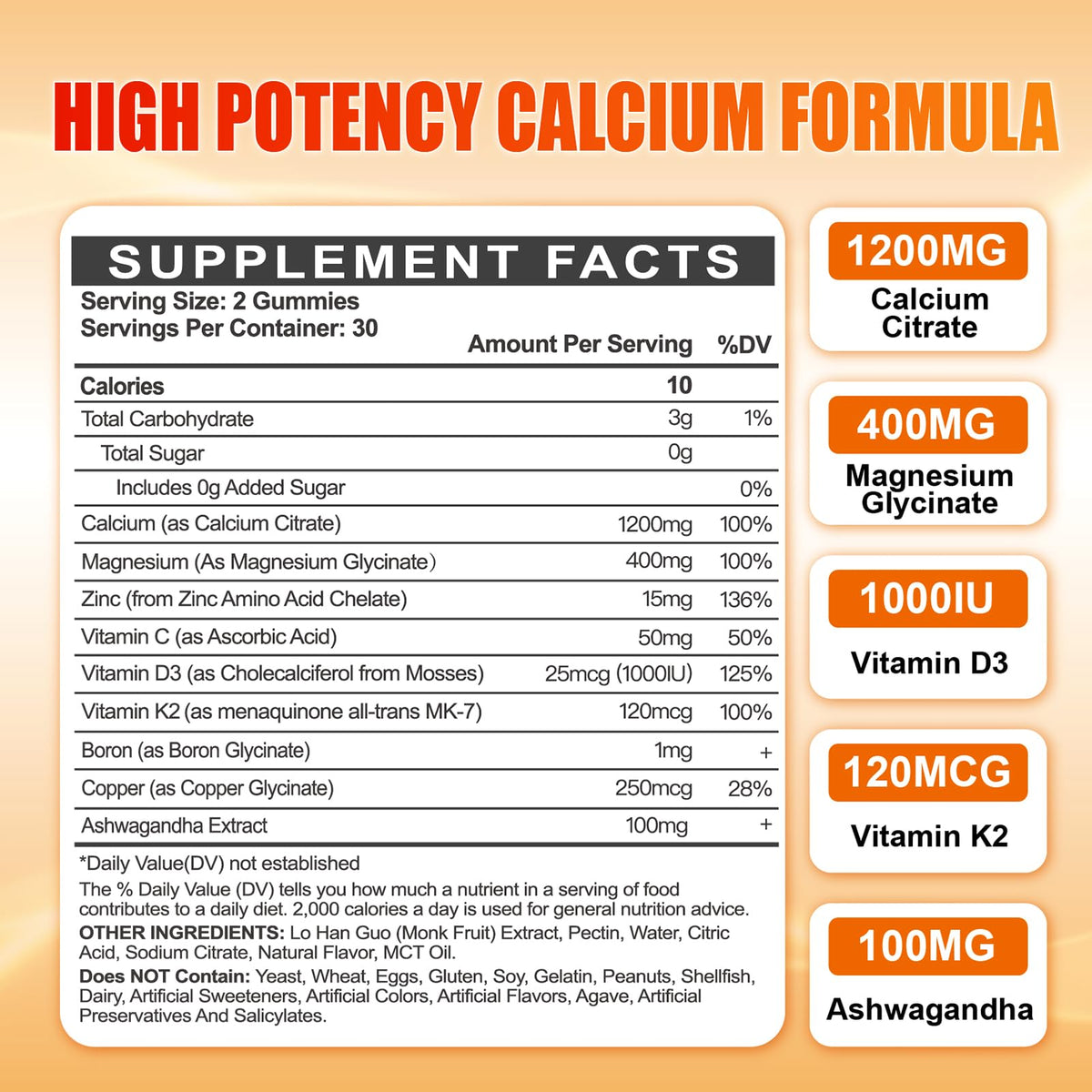 Calcium 1200 mg with Vitamin D3 Gummies for Adults - Calcium Citrate with Vitamin D3 K2, Magnesium, Zinc, Boron, Copper and Ashwagandha - PrimeBioHealth - canada supplements