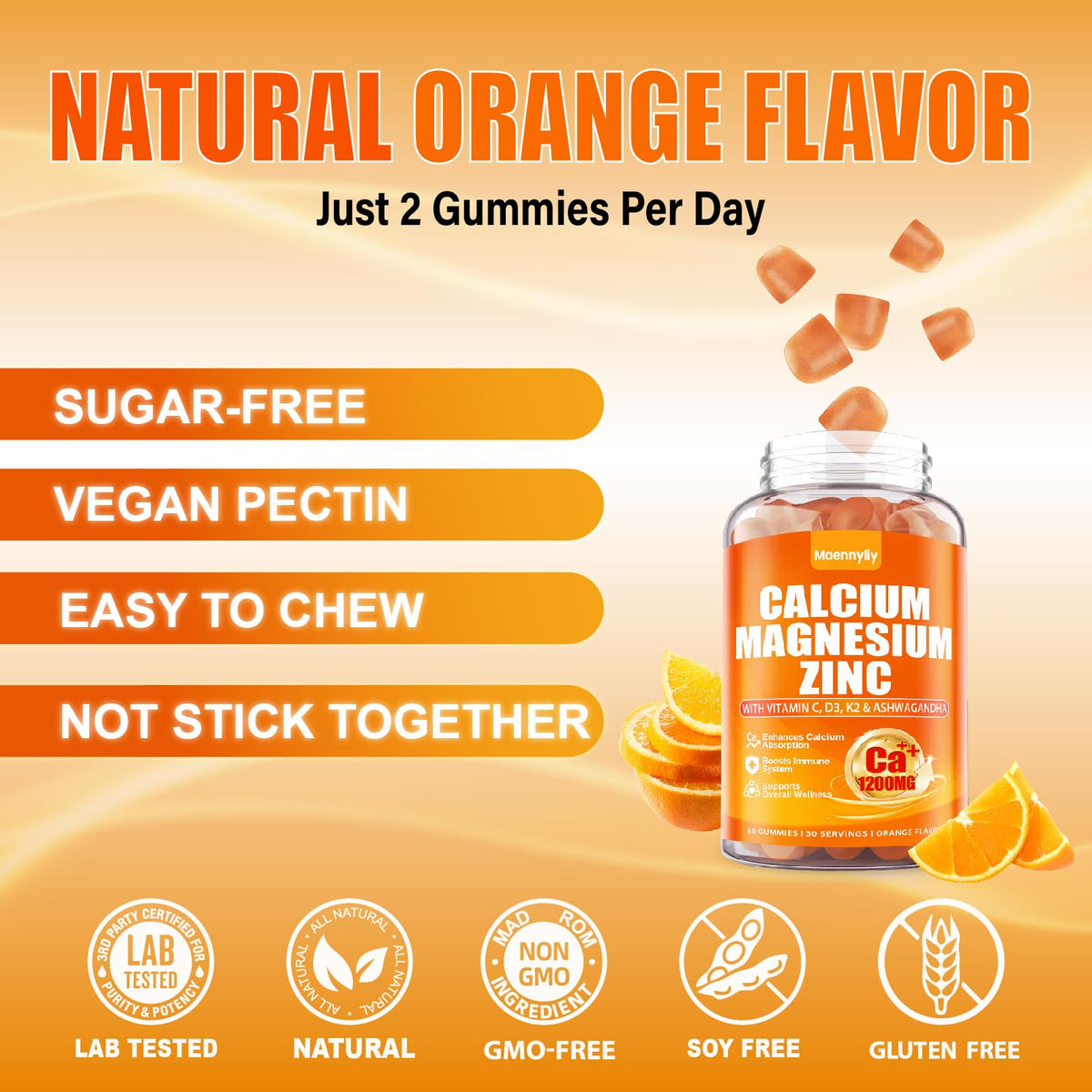 Calcium 1200 mg with Vitamin D3 Gummies for Adults - Calcium Citrate with Vitamin D3 K2, Magnesium, Zinc, Boron, Copper and Ashwagandha - PrimeBioHealth - canada supplements