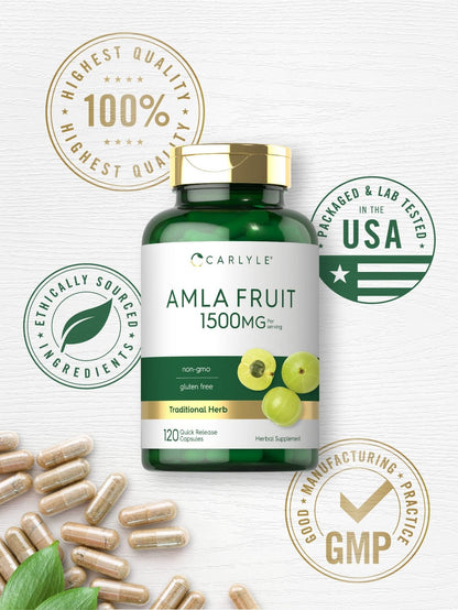 Carlyle Amla Capsules 1500mg | 120 Count | Amalaki Fruit | Herbal Extract Supplement | Non-GMO and Gluten Free - PrimeBioHealth - canada supplements