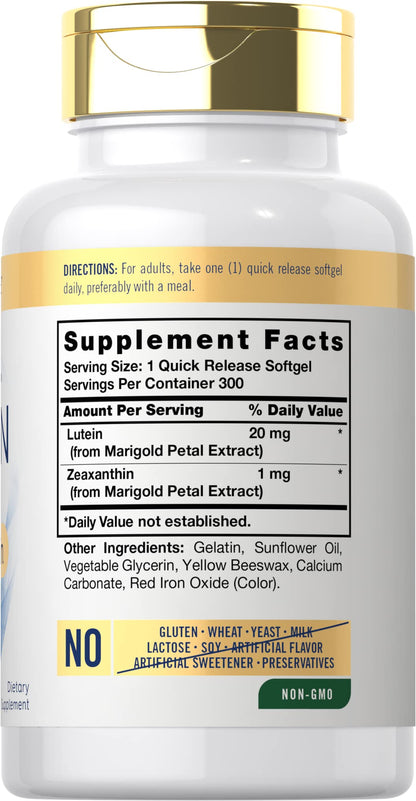 Carlyle Lutein and Zeaxanthin 20mg | 300 Softgels | Eye Health Vitamins | Non-GMO & Gluten Free Supplement - PrimeBioHealth - canada supplements