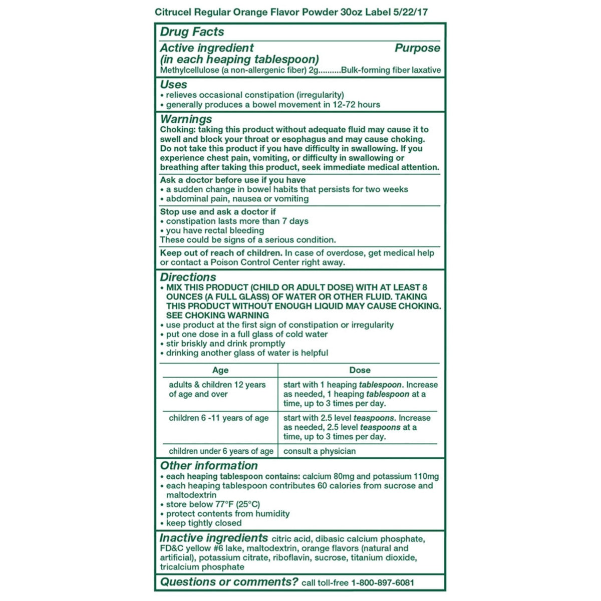 CITRUCEL Fiber Powder for Occasional Constipation Relief, Methylcellulose Fiber Powder, Orange Flavor - 30 Ounces - PrimeBioHealth - canada supplements