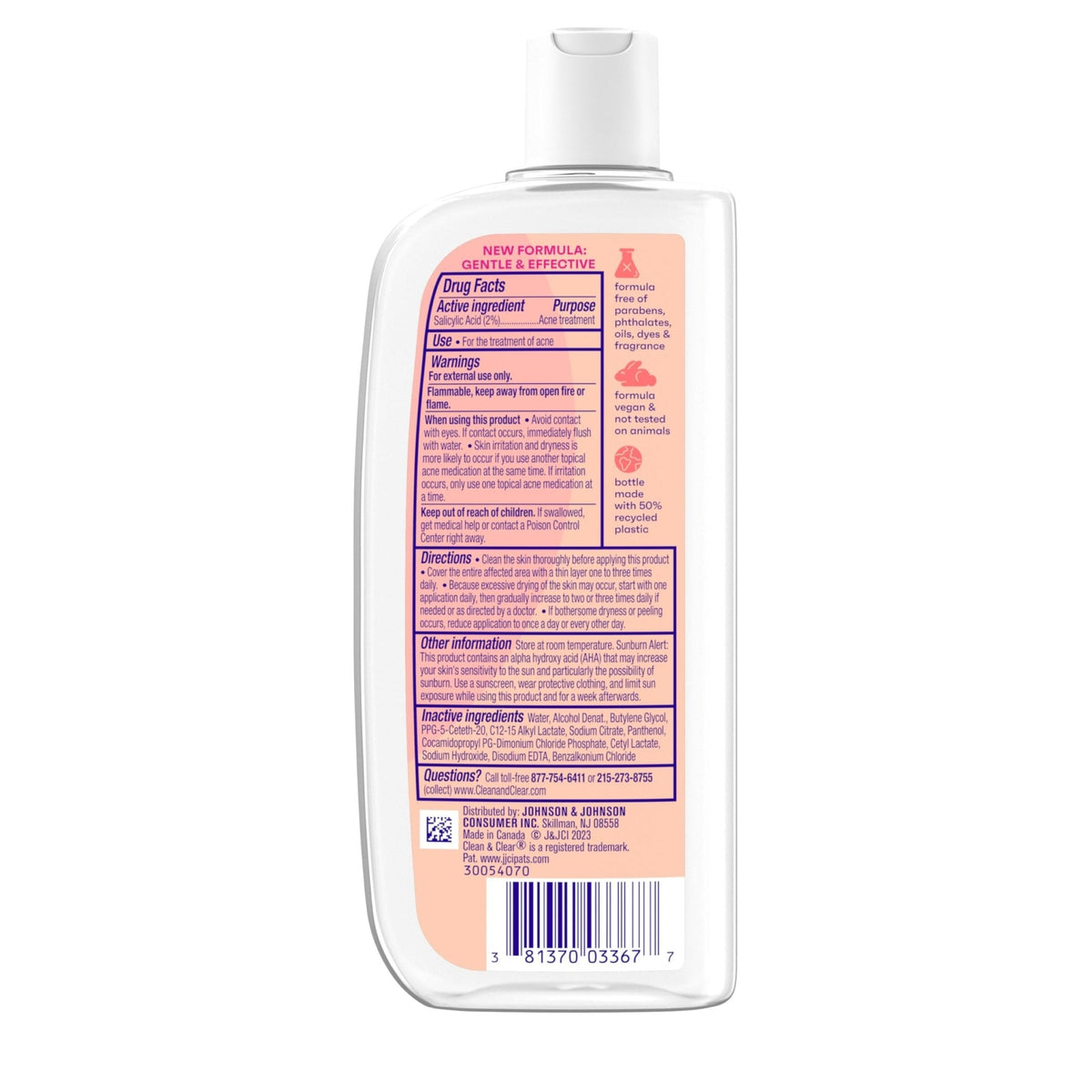 Clean & Clear Essentials Oil-Free Acne Toner, 2% Salicylic Acid Acne Treatment with Pro-Vitamin B5, Deep Pore Facial Toner - PrimeBioHealth - canada supplements