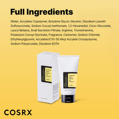 COSRX Advanced Snail Mucin Gel Cleanser, 5.07 Fl Oz / 150 mL, Rich Daily Deep Cleansing Gel for Dry & Sensitive Skin - PrimeBioHealth - canada supplements