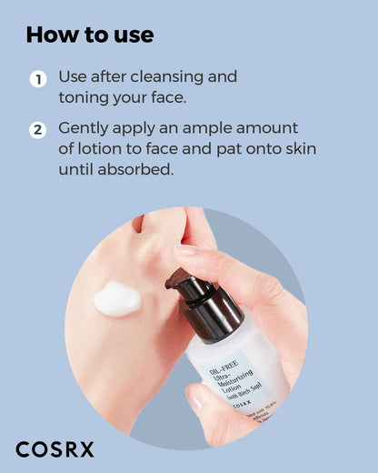 COSRX Oil Free Lotion with Birch Sap, Daily Acne Facial Moisturizer, Hydrating Moisturizer for All Skin Types, Korean Skin Care, 3.38 fl.oz / 100ml - PrimeBioHealth - canada supplements