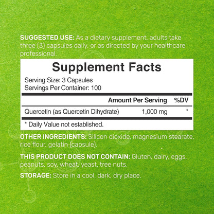 DEAL SUPPLEMENT Quercetin 1,000mg Per Serving, 300 Capsules – Healthy Immune Support Supplements, High Bioavailable Flavonoids, Natural Antioxidant – Non-GMO, Soy Free, No Gluten - PrimeBioHealth - canada supplements