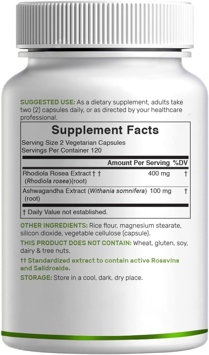 DEAL SUPPLEMENT Rhodiola Rosea with Ashwagandha, 240 Veggie Capsules – Rhodiola Rosea Supplement – Rhodiola & Ashwagandha Blend – Non-GMO - PrimeBioHealth - canada supplements