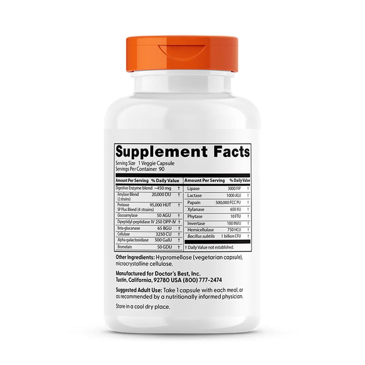 Doctor's Best Digestive Enzymes Supplement for Women & Men - Supports Gut Health, Digestion, & Overall Wellness, Formulated with Amylase, Super Enzyme Blend for Food Break Down, Non GMO - 90 Veg Caps - PrimeBioHealth - canada supplements
