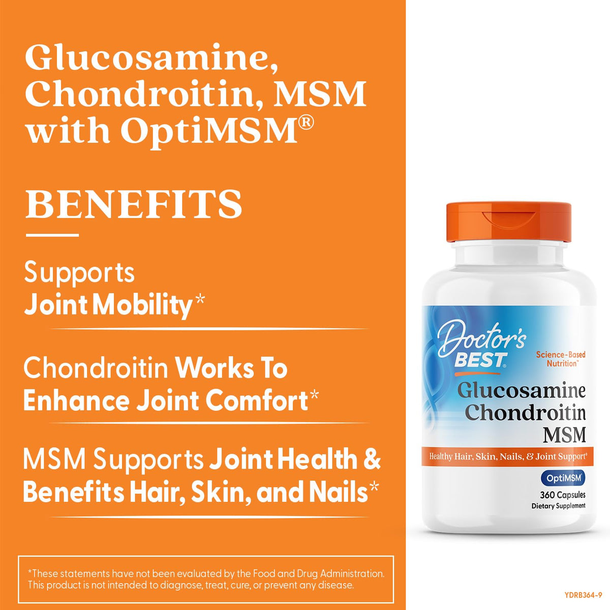Doctor's BEST Glucosamine Chondroitin MSM - Joint Health Support Supplement for Women & Men, Nutritional Support for Joint Strength, Hair, Skin, & Nails, Gluten Free, Non GMO - 240 Capsules - PrimeBioHealth - canada supplements