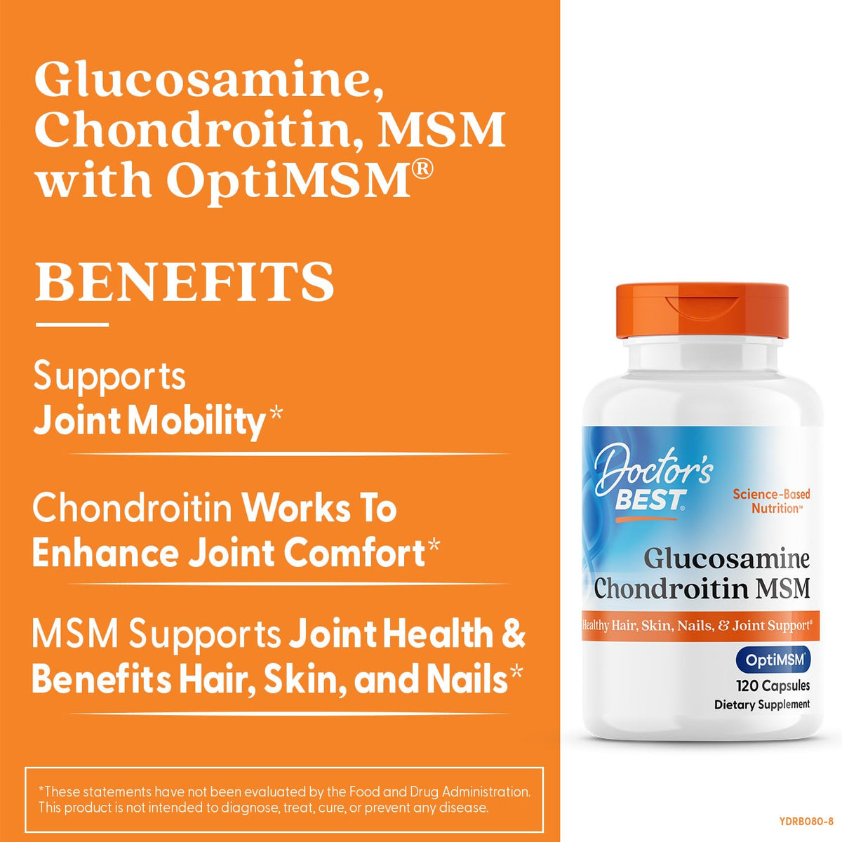 Doctor's BEST Glucosamine Chondroitin MSM - Joint Health Support Supplement for Women & Men, Nutritional Support for Joint Strength, Hair, Skin, & Nails, Gluten Free, Non GMO - 240 Capsules - PrimeBioHealth - canada supplements