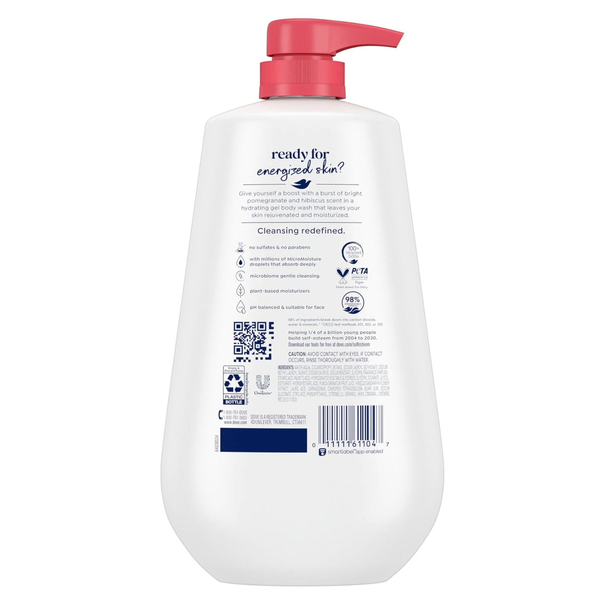 Dove Body Wash with Pump Rejuvenate Pomegranate & Hibiscus for 24hr Lotion-Soft Skin Moisturizing Skin Cleanser - PrimeBioHealth - canada supplements
