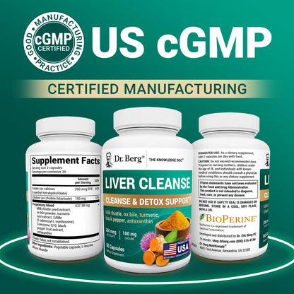 Dr. Berg Liver Cleanse Detox Capsules w/Unique Blend of Milk Thistle, Ox Bile & Folate - Liver Supplement Includes Turmeric, Black Pepper & Choline - 60 Capsules - PrimeBioHealth - canada supplements