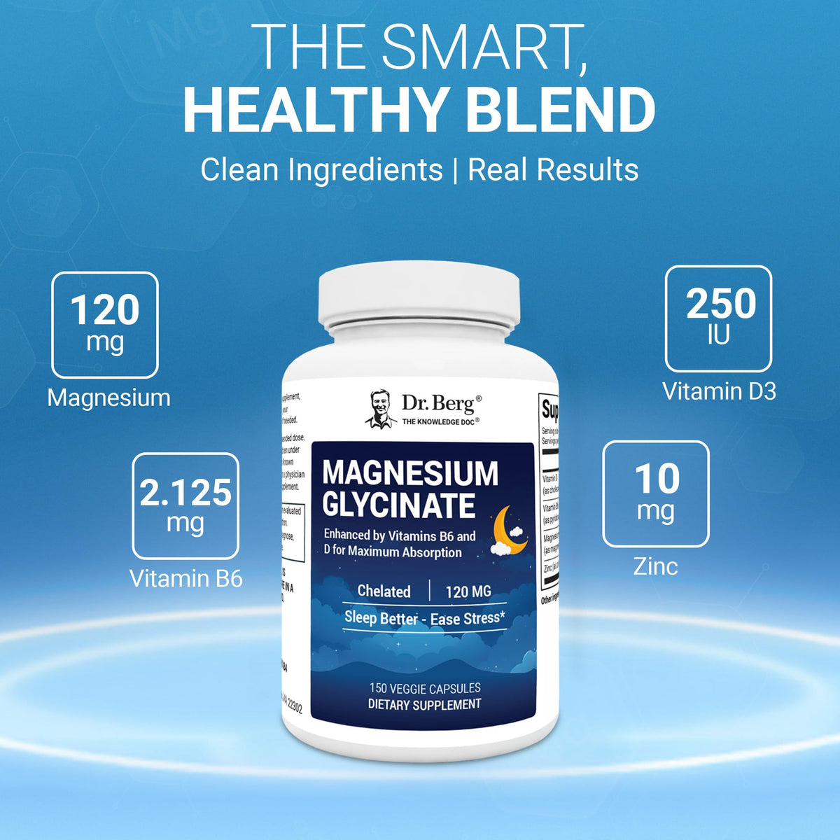 Dr. Berg Magnesium Glycinate 150ct – 4-in-1 Chelated for Muscle, Nerve, Sleep & Stress Support*– w/ D3, B6 & Zinc – 4X Lab-Tested - PrimeBioHealth - canada supplements